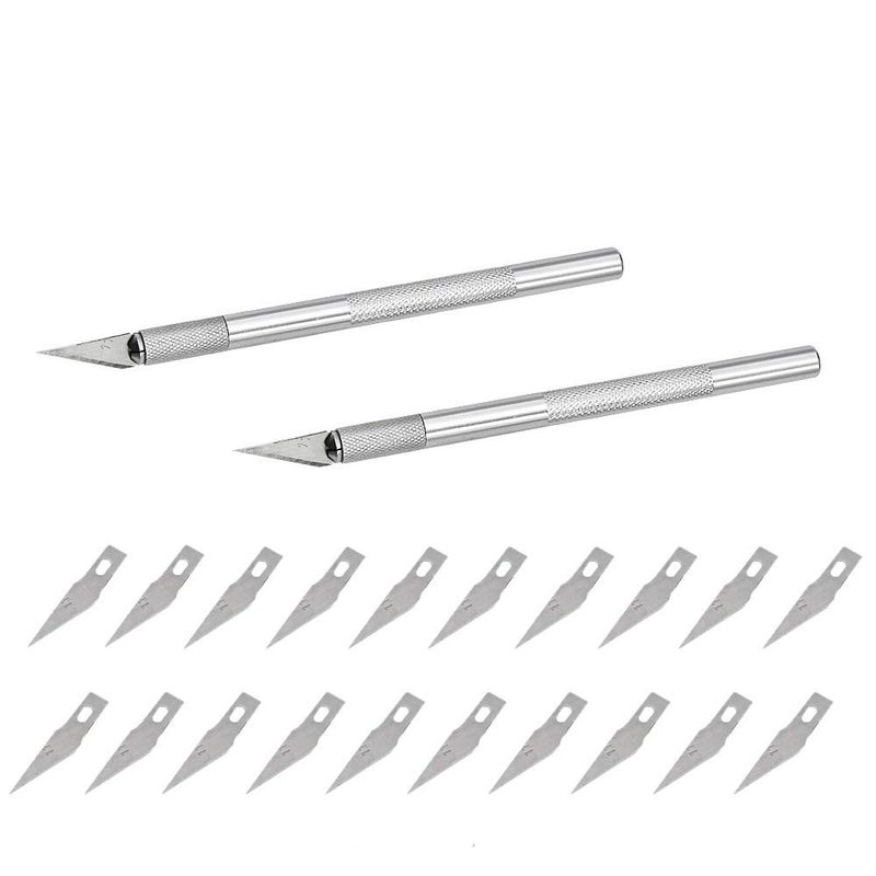 Comidox 2 Sets Stainless Steel Precision Carving Cutter Craft Knife Solid Metal Pen Knife Razor Tool for Phone PC Tablet Drone Repair DIY Art Work Sculpture - Image 1